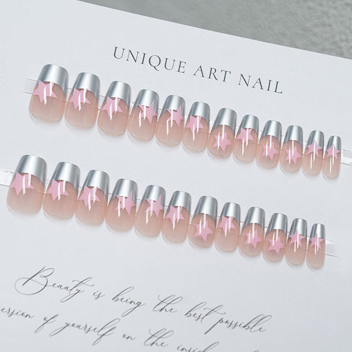 Artistic Star-Embellished Press-On Nails