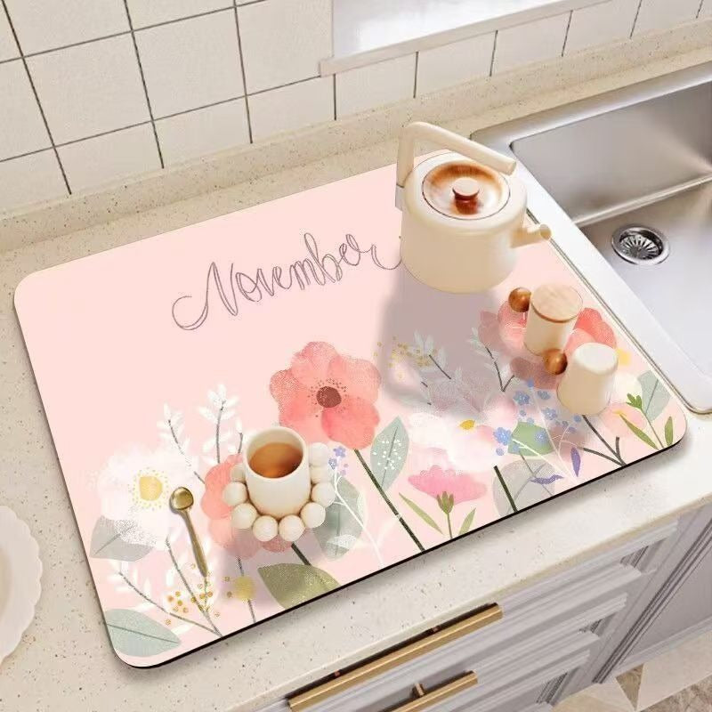Decorative Floral Print Kitchen Counter Mat Kalsten