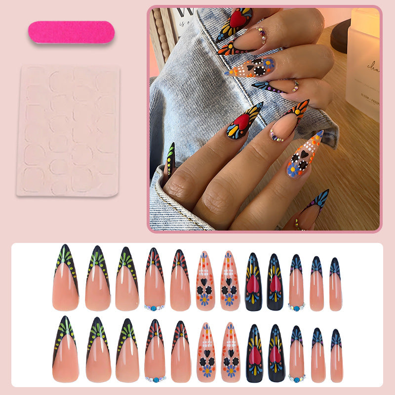 Acrylic nail set with creative and colorful pattern designs Kalsten
