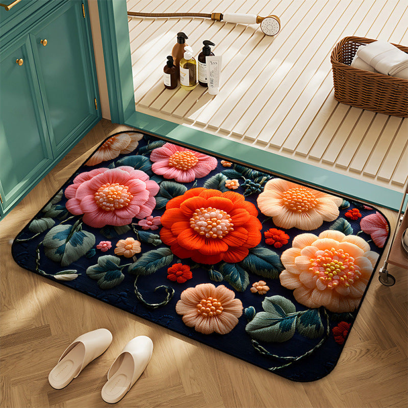 Floral Embroidered Area Rug Kalsten