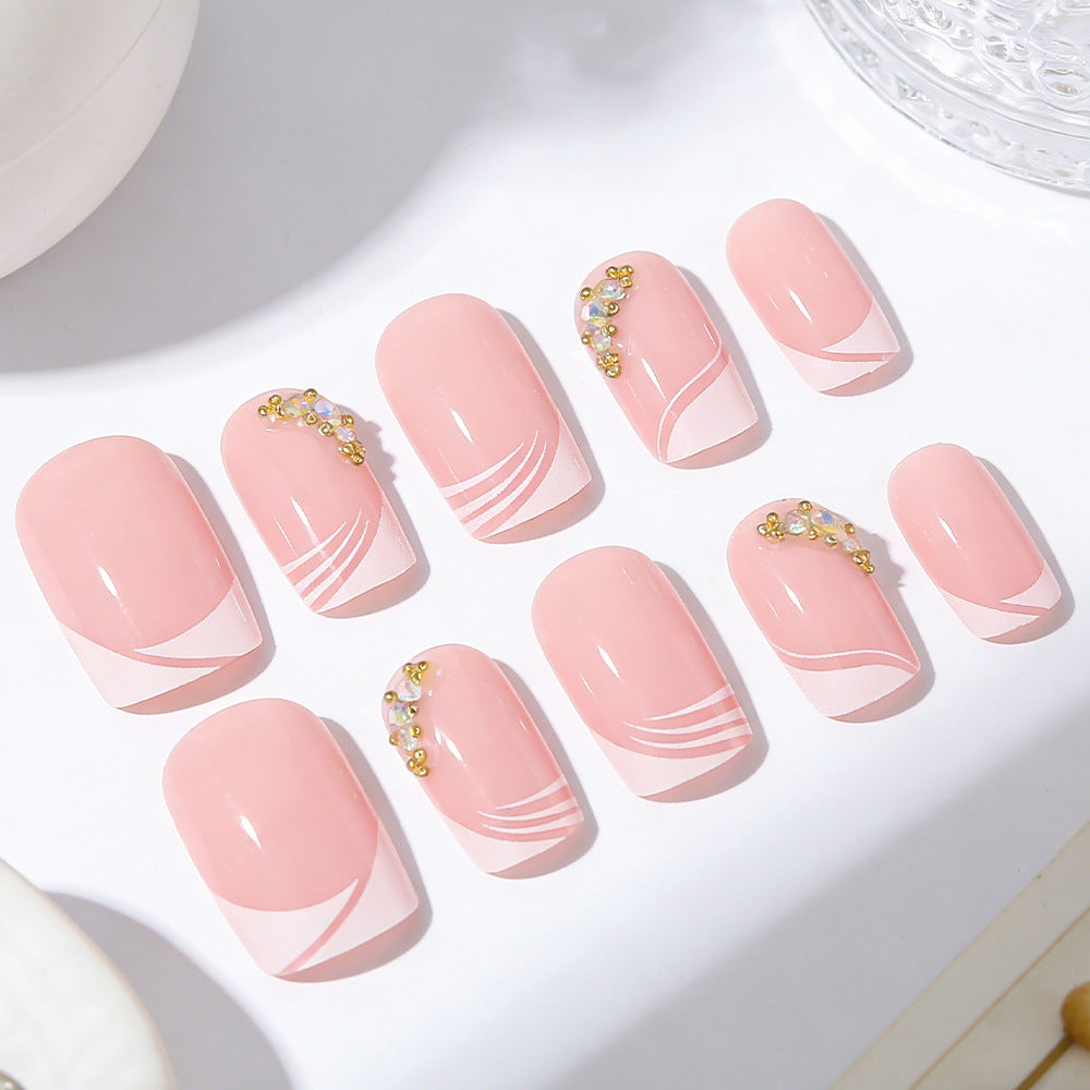 Elegant French Tip Press-On Nail Art Kalsten
