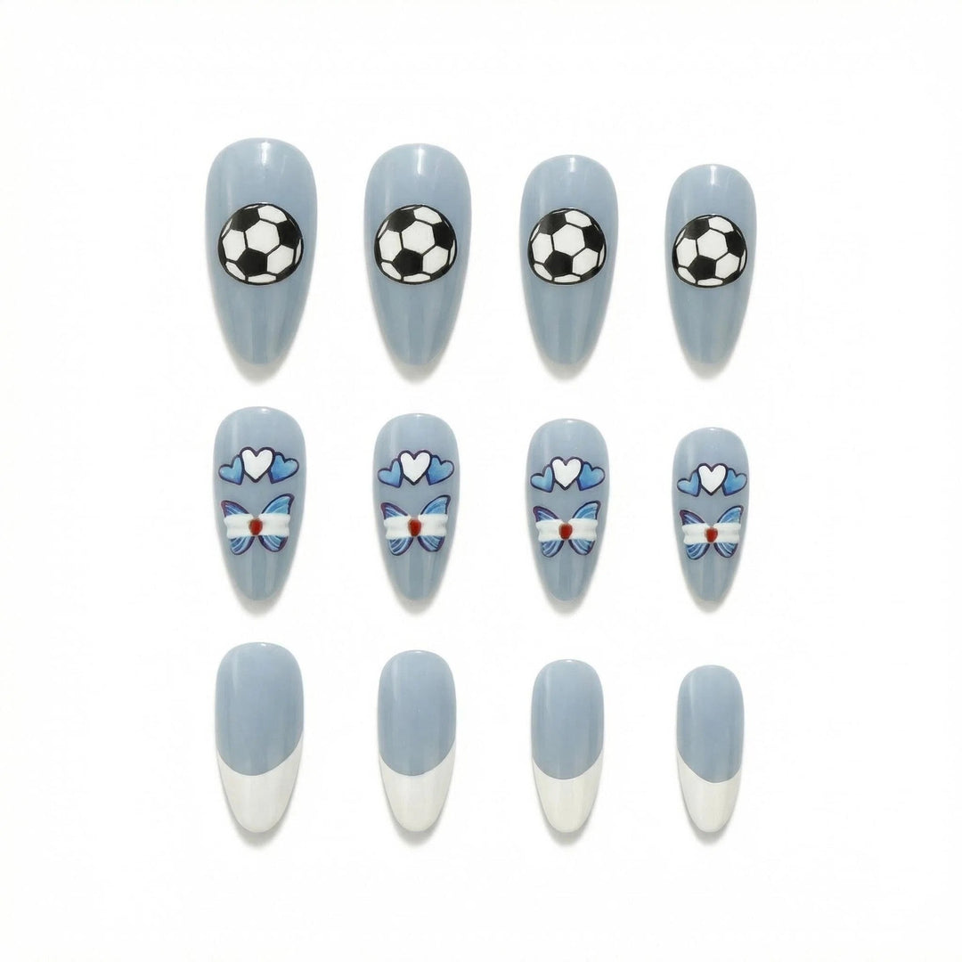Sporty artificial nails with soccer motif Kalsten