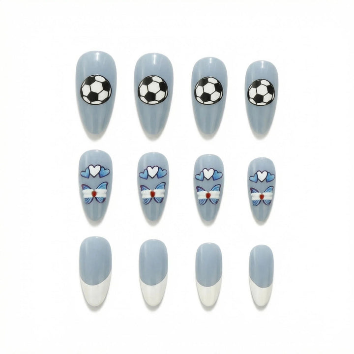 Sporty artificial nails with soccer motif Kalsten