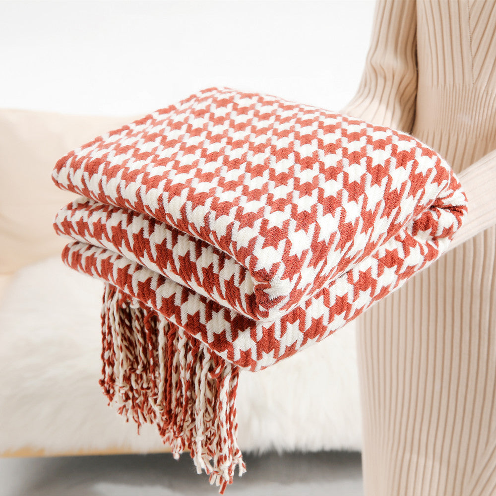 Stylish Houndstooth Pattern Throw Blanket Kalsten