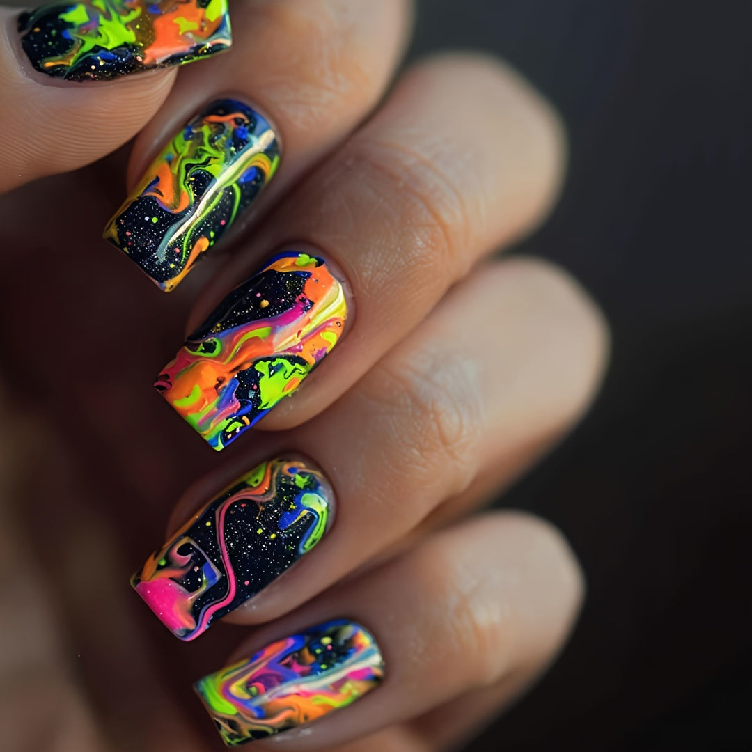 Neon Marbled Nail Art Kalsten