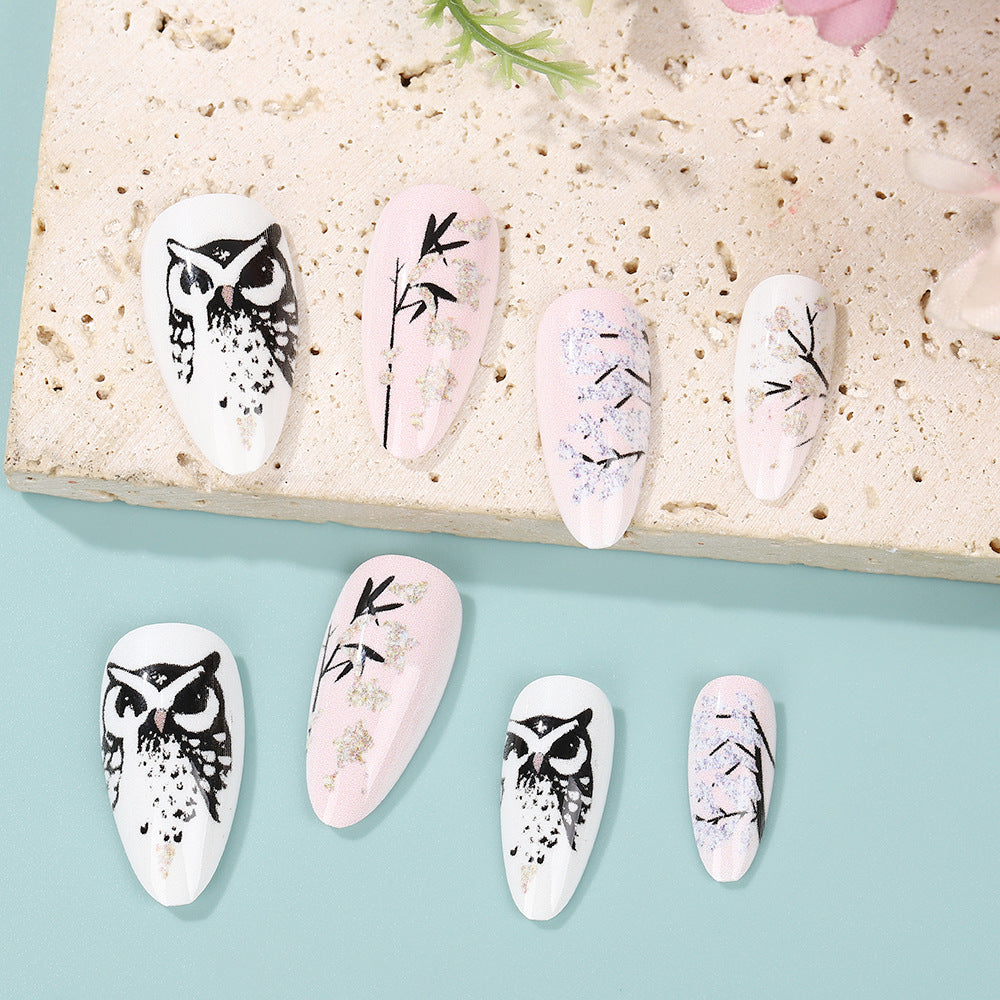Creative art nails in elegant owl design Kalsten