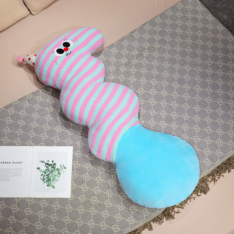 Extra-long plush body pillow in cat shape with neck support