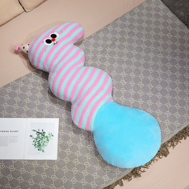 Extra-long plush body pillow in cat shape with neck support