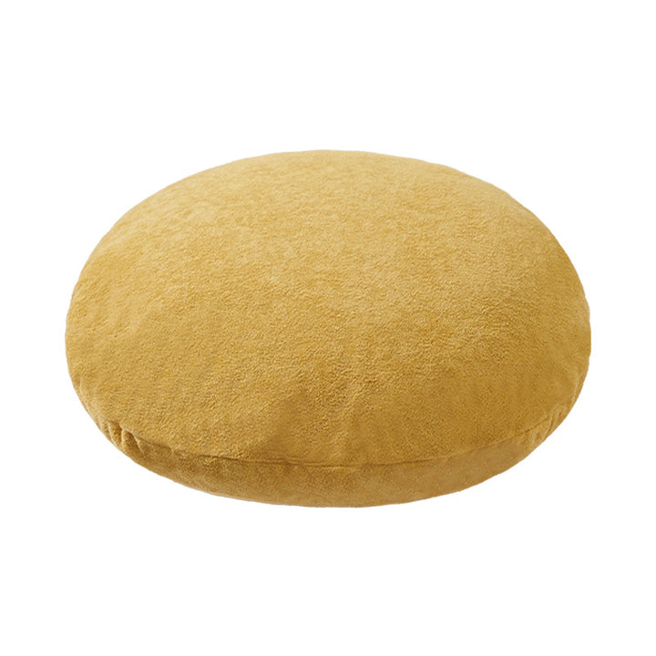 Round floor seat pouf made of teddy plush with a shape-retaining padded core Kalsten