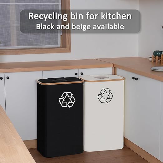 Elegant recycling bin with removable lid and compartments Kalsten