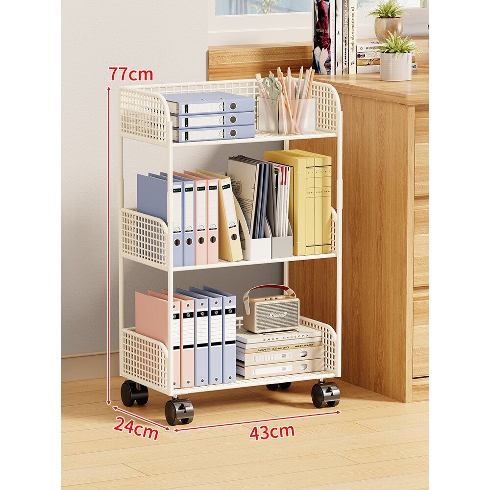 Three-Tier Rolling Mesh Storage Cart with Locking Casters