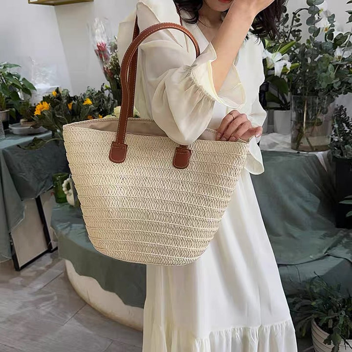 Handcrafted Beach Bag Made of Natural Material with Sturdy Handles Kalsten