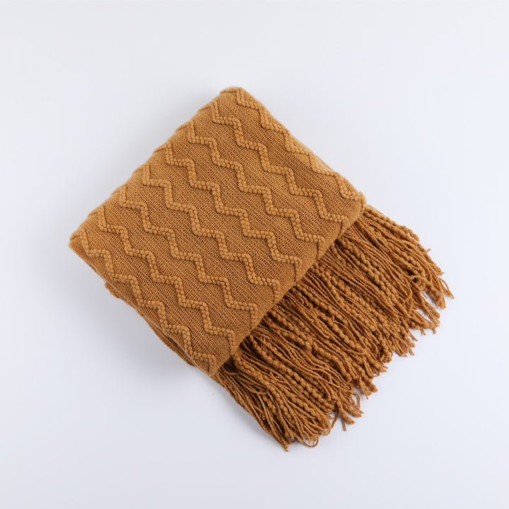 Textured Woven Throw Blanket with Fringe Kalsten