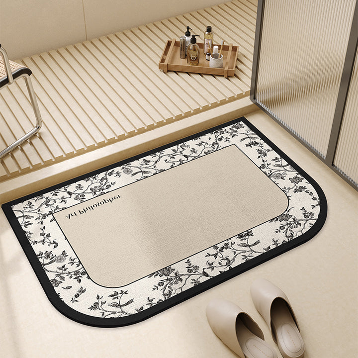 Vintage-Inspired Floral Printed Bath Mat
