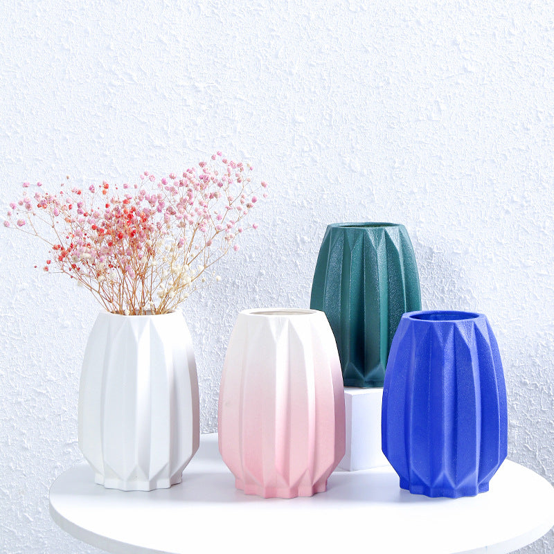 Textured Geometric Ceramic Flower Vase Kalsten