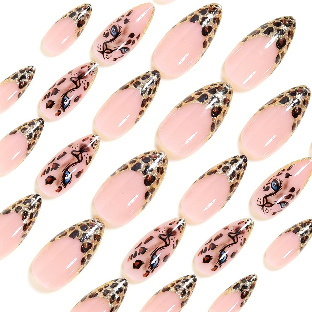 Creative Nail Art Set with Leopard Pattern and Glitter Kalsten