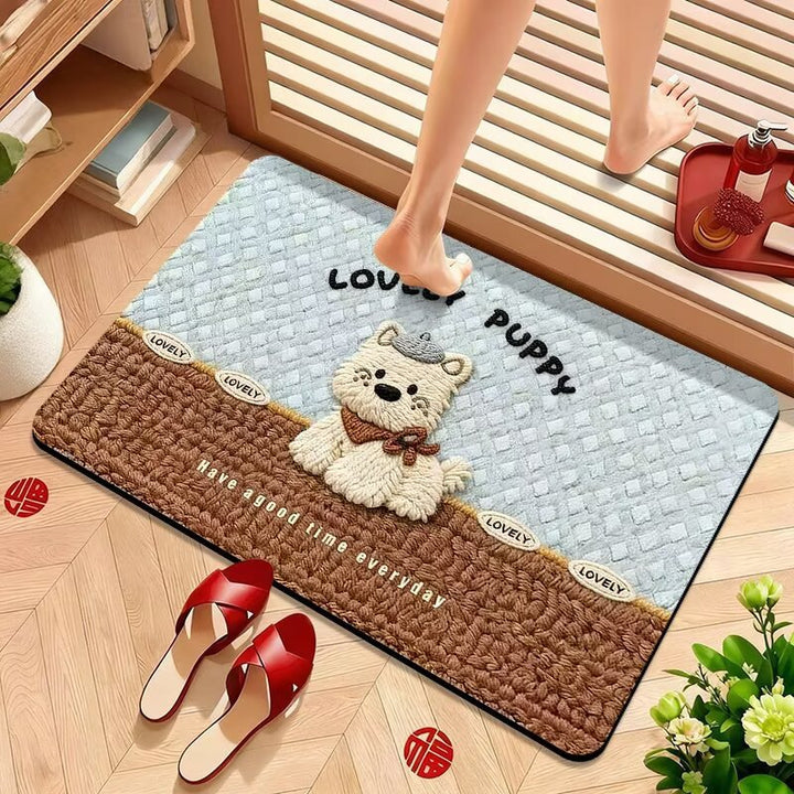 Cute Puppy-Themed Plush Bath Mat Kalsten