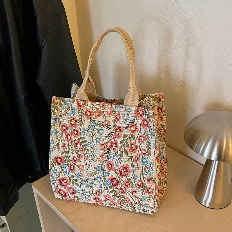 Floral Embroidered Canvas Tote Bag  1790617064