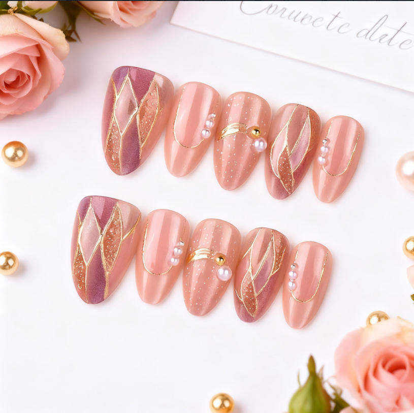 Acrylic nail set with elegant decorations Kalsten