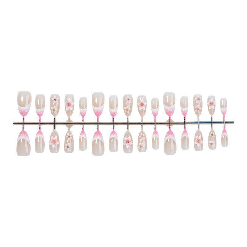 Acrylic nail set with elegant flower designs and delicate color gradients Kalsten