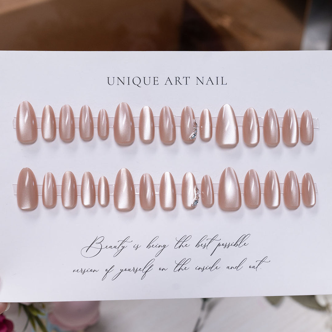 Elegant Press-On Nail Extensions with Rhinestone Accents