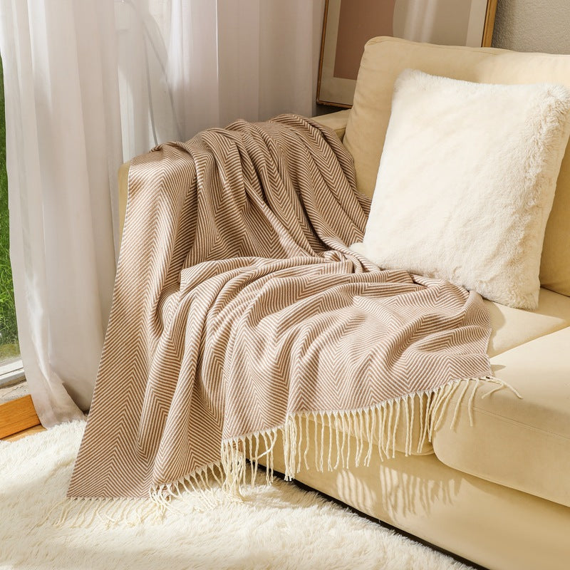 Luxury Herringbone Pattern Throw Blanket Kalsten