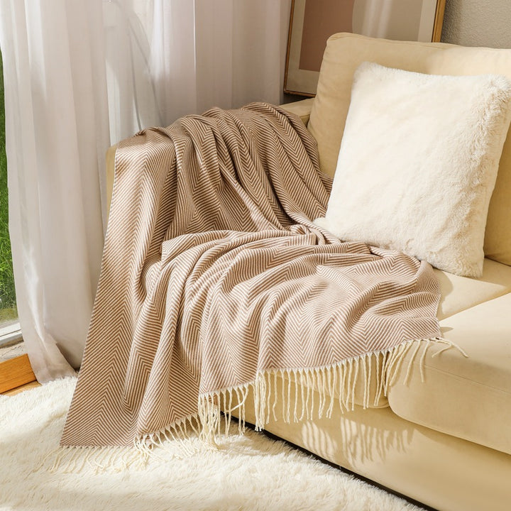 Luxury Herringbone Pattern Throw Blanket Kalsten