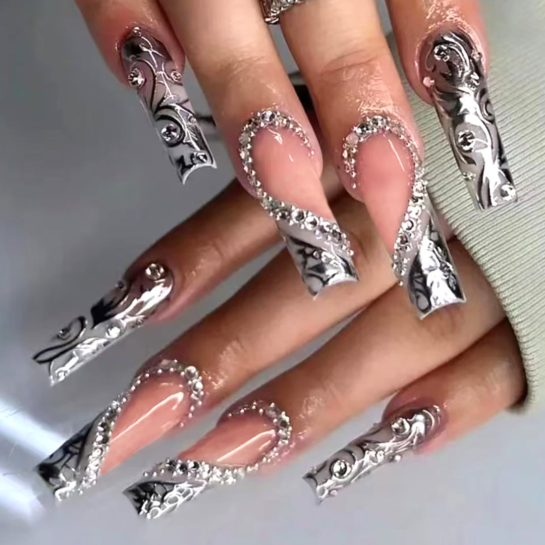 Decorative Rhinestone Stiletto Press-On Nails Kalsten