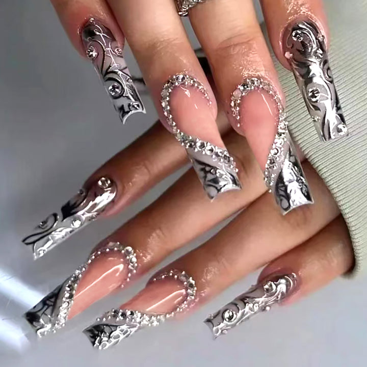Decorative Rhinestone Stiletto Press-On Nails Kalsten