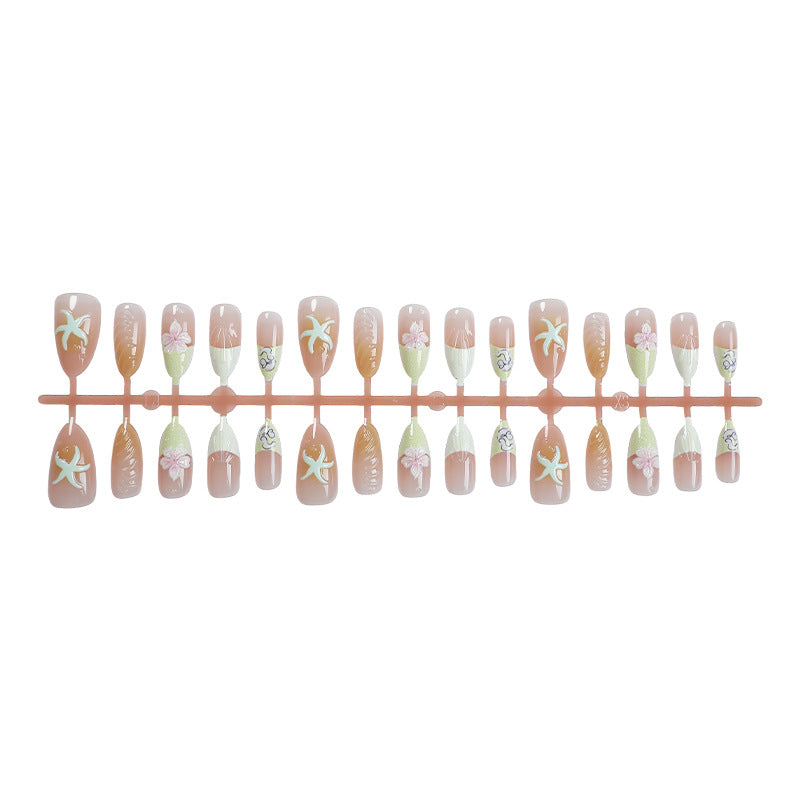 Decorative Beach-Themed Press-On Nail Set