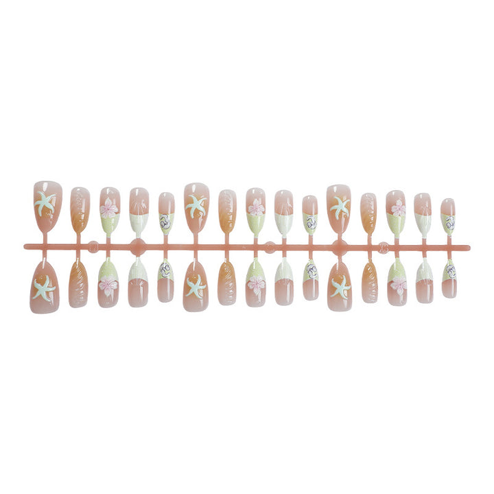 Decorative Beach-Themed Press-On Nail Set