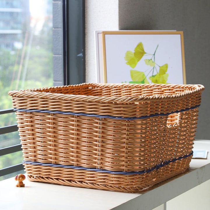 Versatile Woven Storage Basket with Cutout Handles Kalsten
