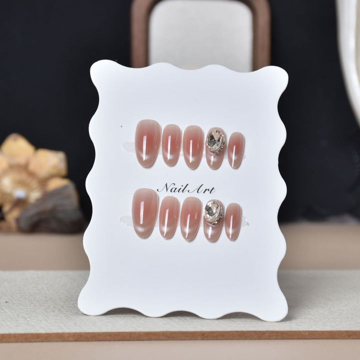 Elegant Crystal-Accented Press-On Nail Set Kalsten