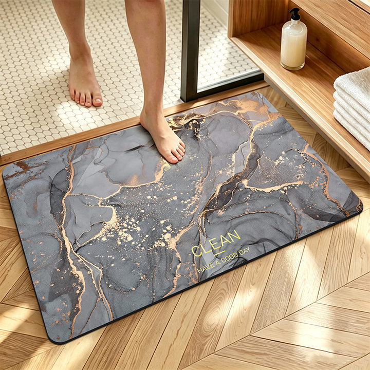 Geometric Patterned Memory Foam Bath Mat for Bathroom