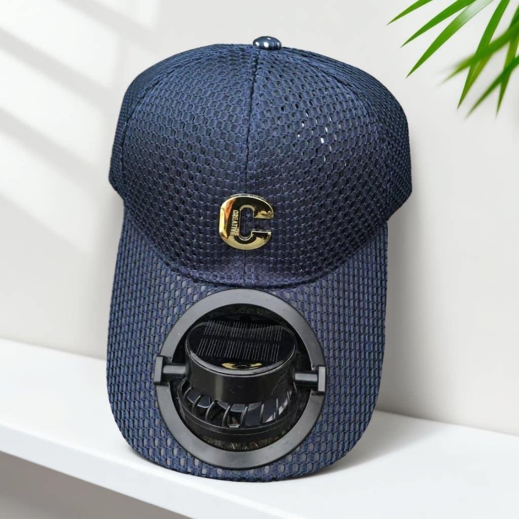 Breathable baseball cap with rechargeable fan in the visor and mesh insert Kalsten