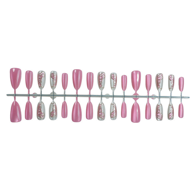 Artistic Press-On Nail Art Set with Gold Leaf Design Kalsten