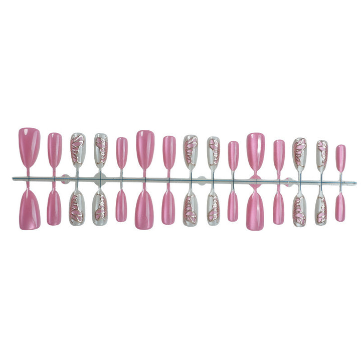 Artistic Press-On Nail Art Set with Gold Leaf Design Kalsten