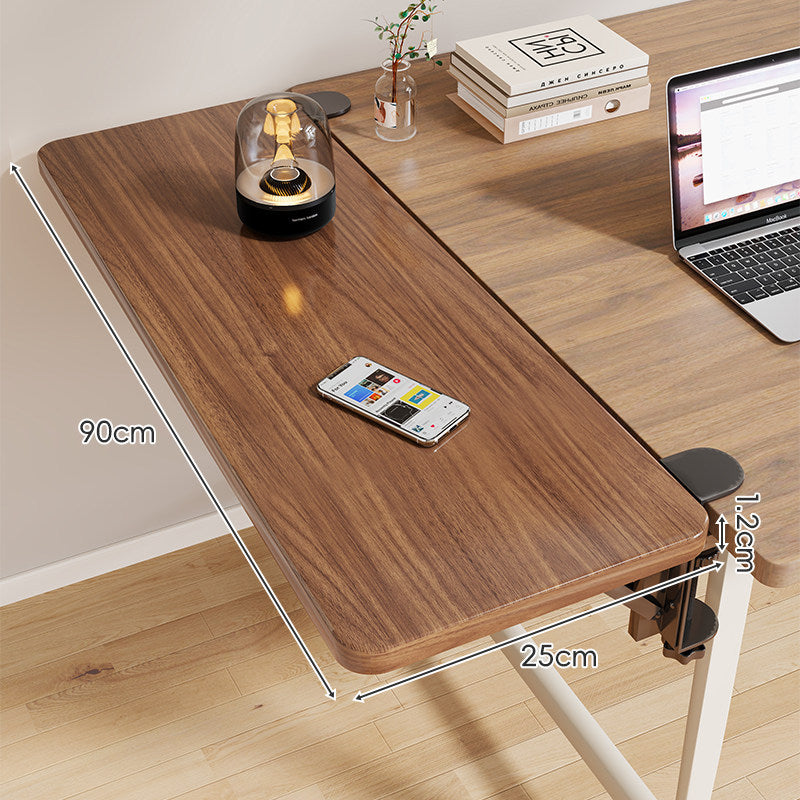 Clamp-On Adjustable Wooden Desk Side Shelf Extension with Foldable Bracket