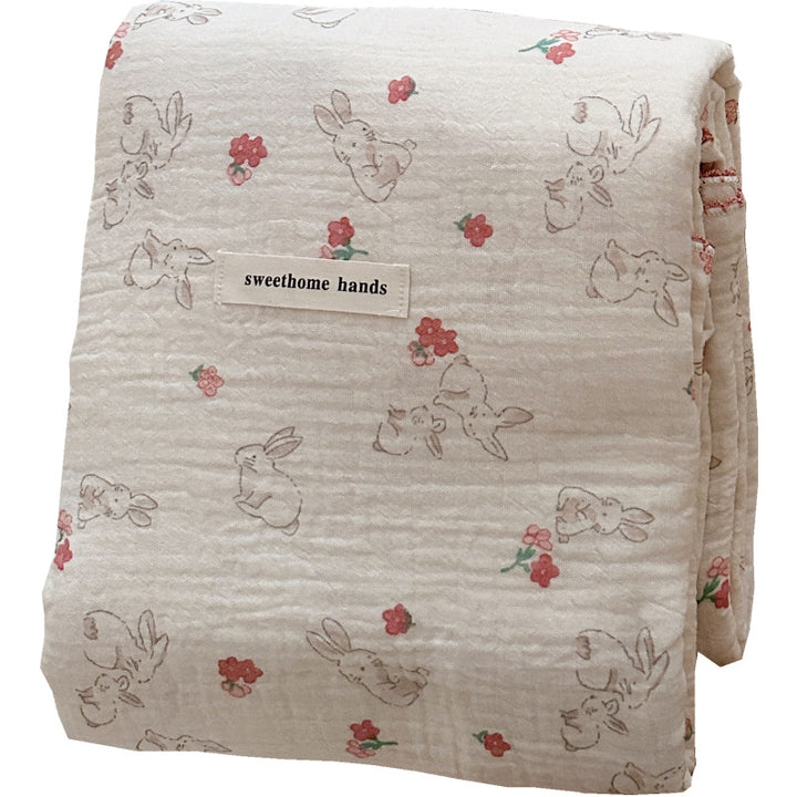 Unisex Cozy Muslin Blanket with Cute Rabbit Design Kalsten