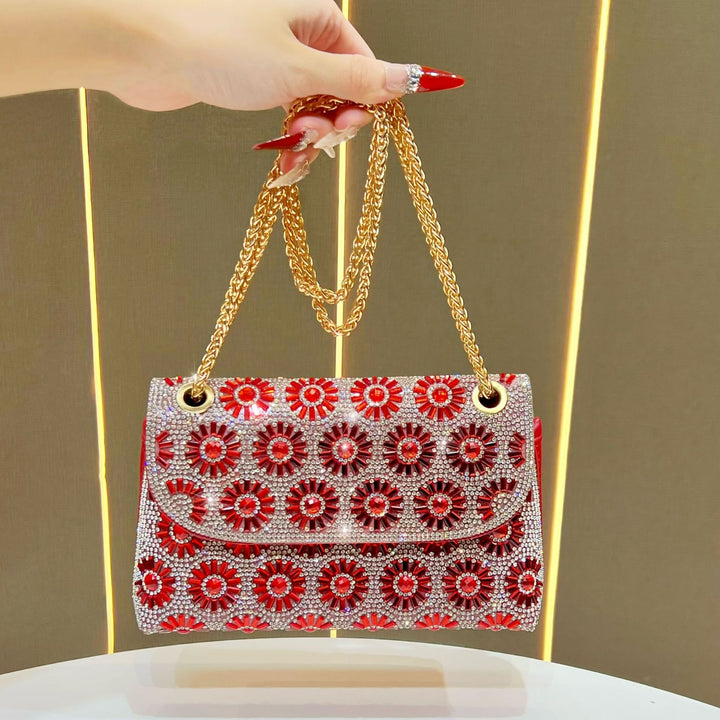 Decorative Flower-Embellished Evening Handbag
