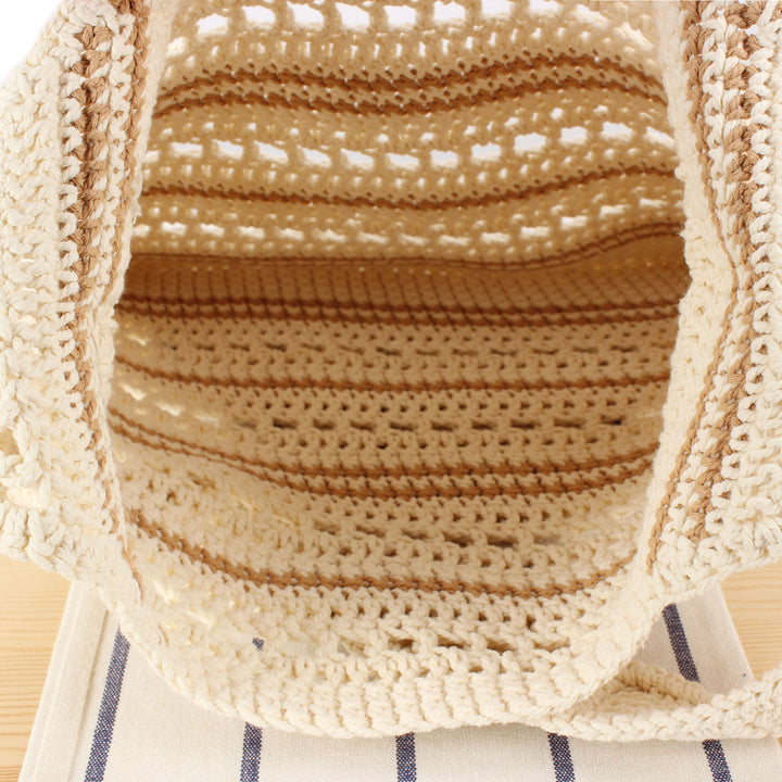 Hand-knotted shoulder bag with maritime stripe pattern Kalsten