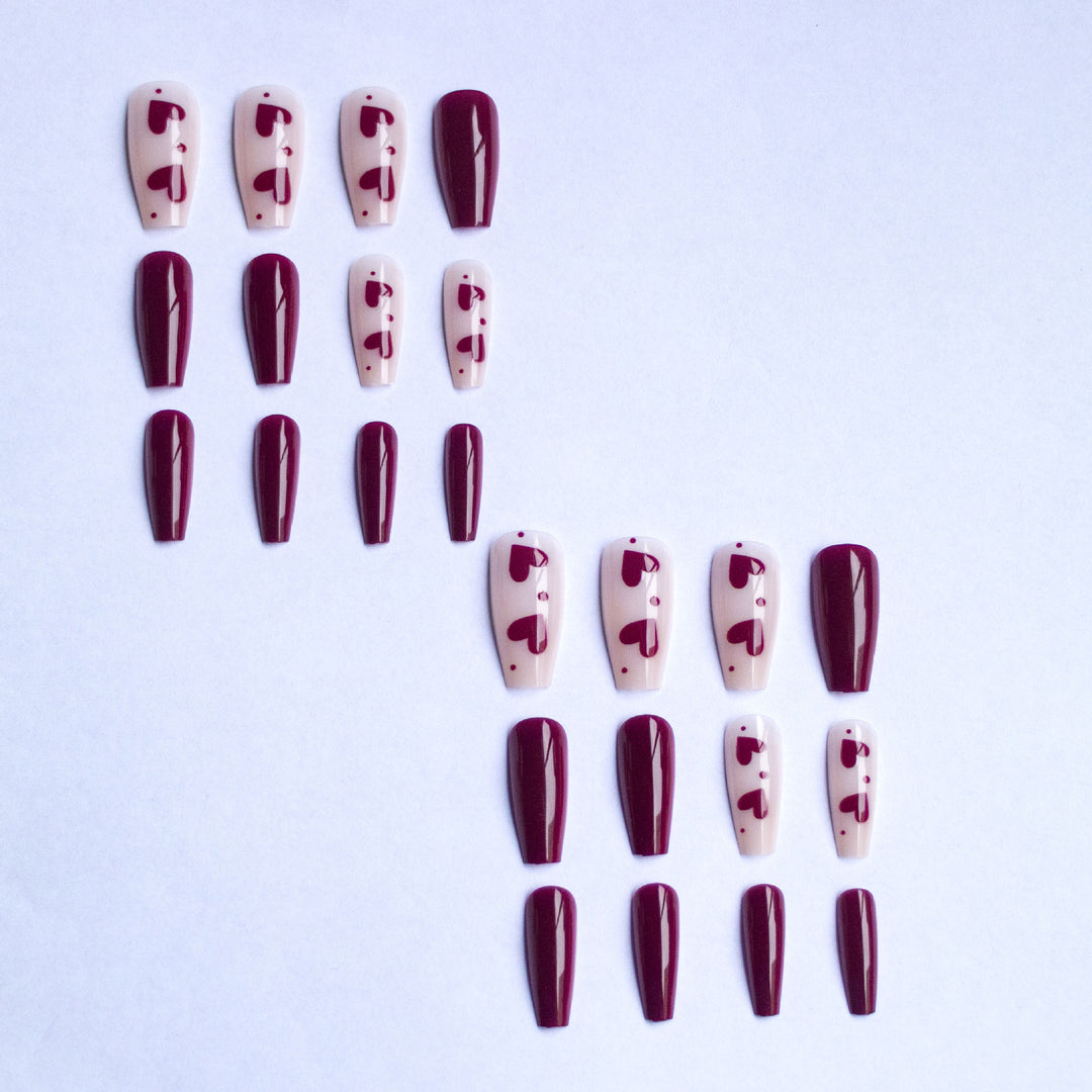 Artistic Heart-Themed Gel Nail Set