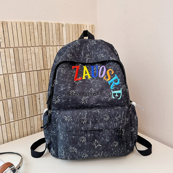 Stylish Star-Embellished Corduroy Backpack Kalsten