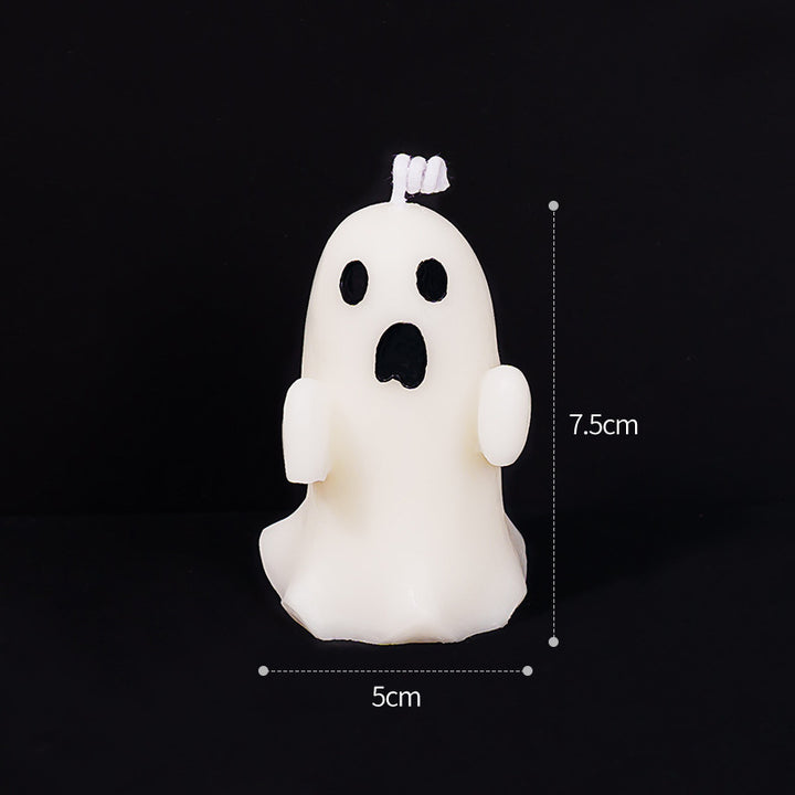Mini Ghost-Shaped Decorative Wax Candle with Cotton Wick