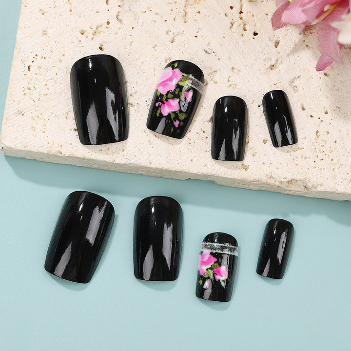 Artificial Nail Set with Elegant Rose Design Kalsten