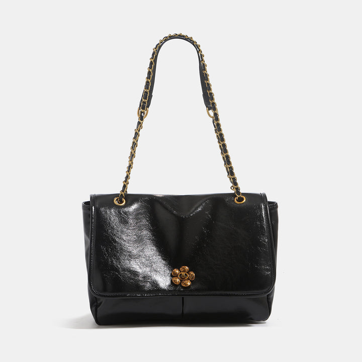 Elegant Flower-Accent Shoulder Bag