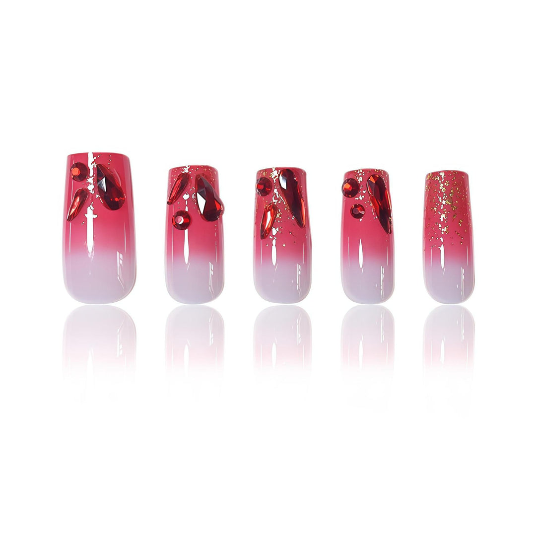 Elegant 3D Gemstone Press-On Nail Art Kalsten