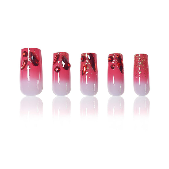 Elegant 3D Gemstone Press-On Nail Art Kalsten