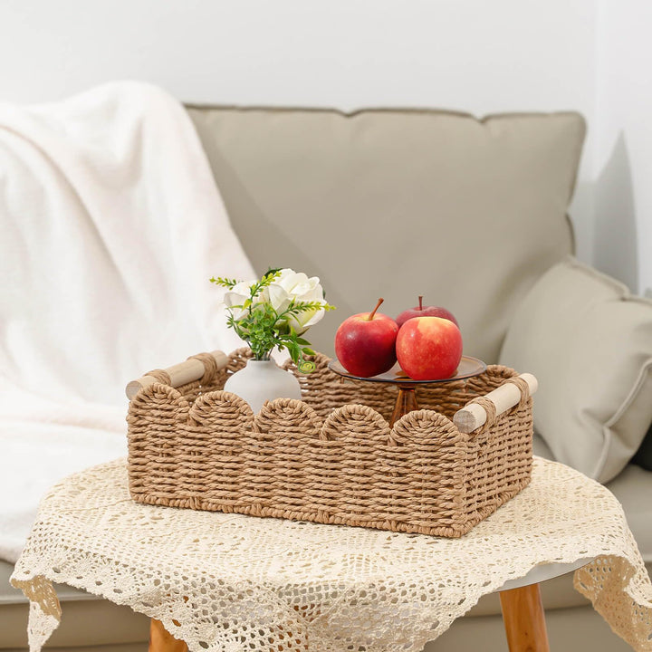 Decorative Woven Storage Basket with Scalloped Edge Kalsten 1790220477