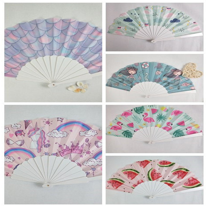 Women folding hand fan with shimmering scale pattern Kalsten